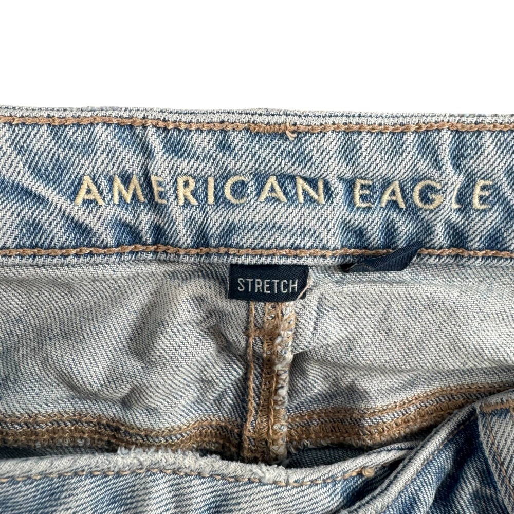 American Eagle Perfect Mini Light Wash Raw Hem Denim Skirt Womens 16 Stretch - Picture 4 of 7